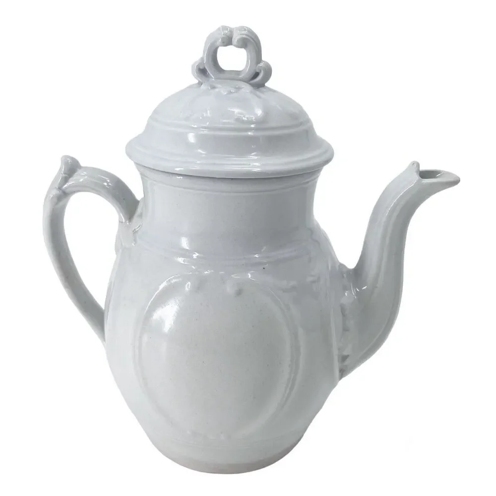 Antique Victorian White Ironstone China Teapot Cottage Farmhouse Decor